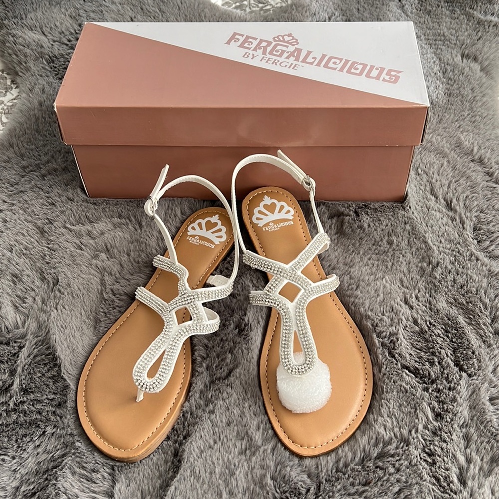 White Sandals Fergalicious - size 6.5